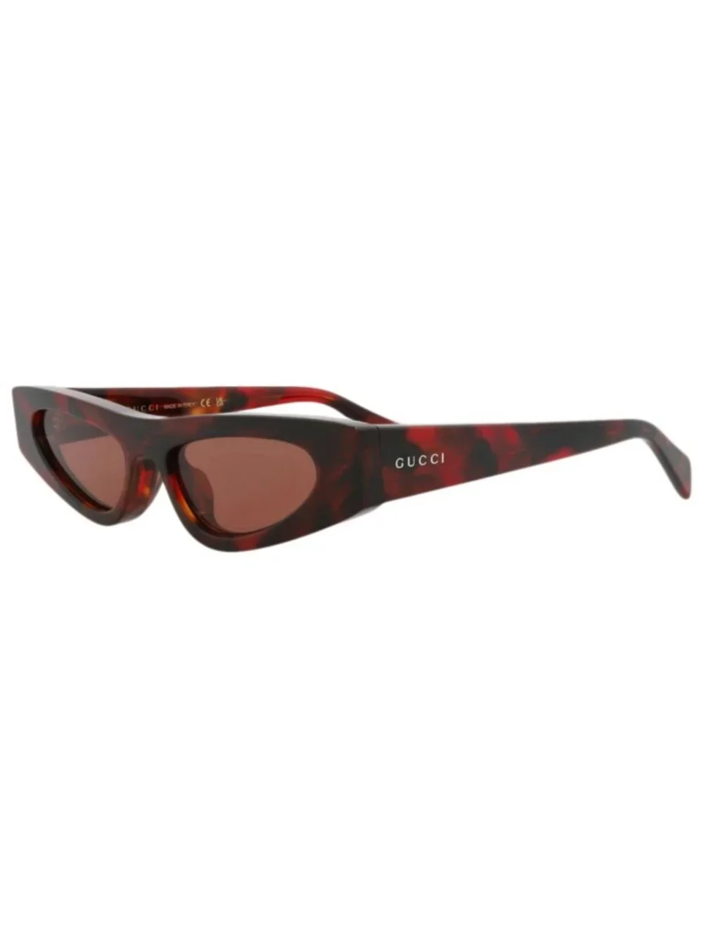 New Gucci Women's Sunglasses Cat Eye Recycled Acetate Frame Havana Havana Brown